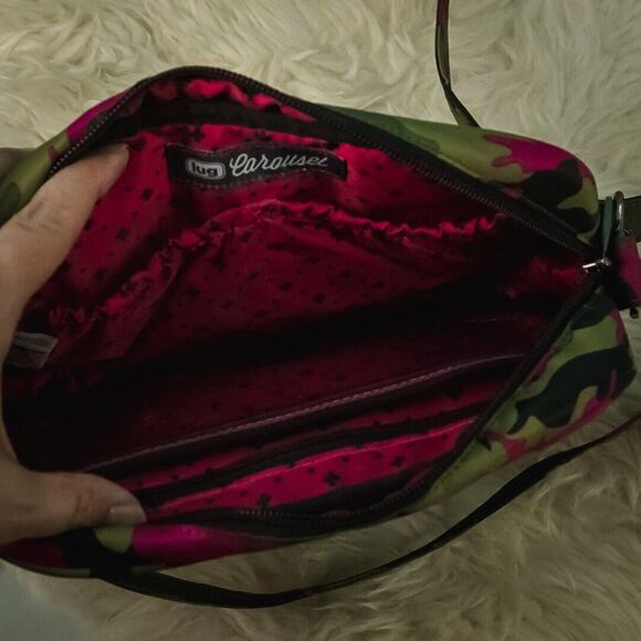 Lug Carousel Green Pink Camo Print Crossbody Shoulder Strap Bag Handbag Purse - Picture 6 of 9
